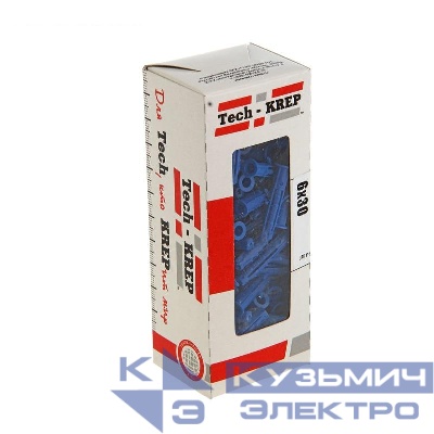 Дюбель четырехраспорный (универс.) Чапай 6х30 шипы + усы полипропилен 100шт Tech-KREP 111469