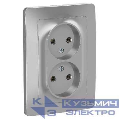 Розетка 2-м СП Blanca 16А IP20 250В без заземл. без защ. шторок алюм. SE BLNRS000023