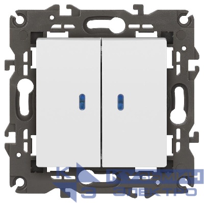 Выключатель 2-кл. Elegance 14-1105-01М 250В 10АХ с подсветкой матов. бел. Эра Б0065807