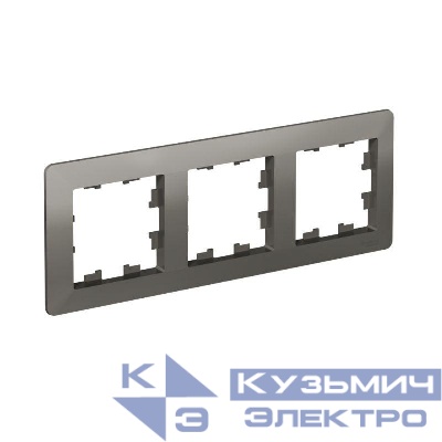 Рамка 3-м AtlasDesign Air сталь/дым. черн. SE ATN220903