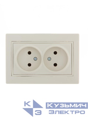 Розетка 2-м СП Mira 16А IP20 без заземл. со вставкой керамика крем. LEZARD 701-0303-128