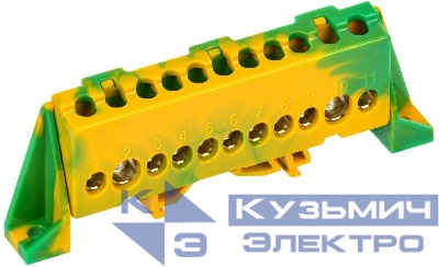 Шина PE "земля" в комб. изол. "Стойка" 8х12-11-ЖЗ TEKFOR IEK TF-NN20-11-DP-K52