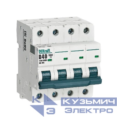 Выключатель автоматический модульный 4п D 40А 10кА ВА-105 DEKraft 13241DEK