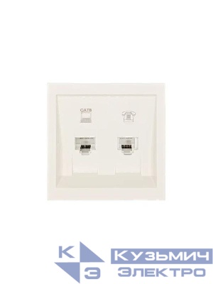 Розетка компьютер+телефон СП ZIMA IP20 с модулем Cat 6 слон. кость LEZARD 704-9088-144