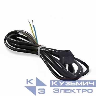 Шнур сетевой с вилкой 2м с заземл. 10А ПВС 3х1 черн. DOMTOK 2780
