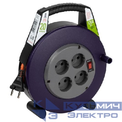 Удлинитель в закрыт. корпусе 4х20м без заземл. 6А с выкл. BPx-4-2x0.75-20m ПВС 2x0.75 Эра Б0052924