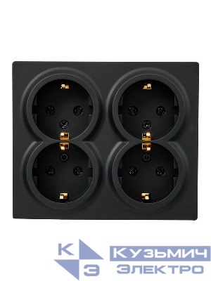 Розетка 4-м ОП LETO с заземл. закрытый корпус ПБТ черн. бархат LEZARD 752-4200-127BDP