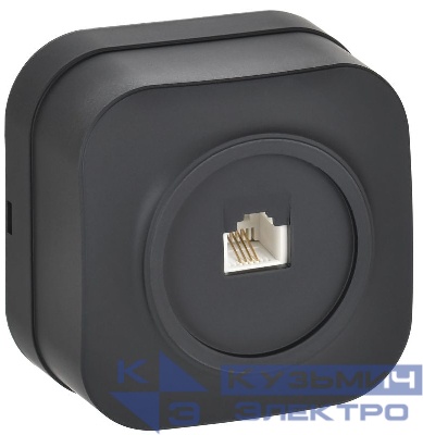 Розетка телефонная ОП GLORY РТ20-ХЧм RJ11 черн. матов. IEK ETH10-K02M