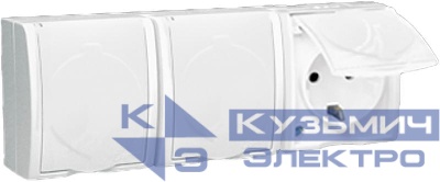 Розетка 3-м ОП Simon15 16А IP54 250В с заземл. Schuko защ. шторки с крышкой винт. клеммы бел. Simon 1594447-030