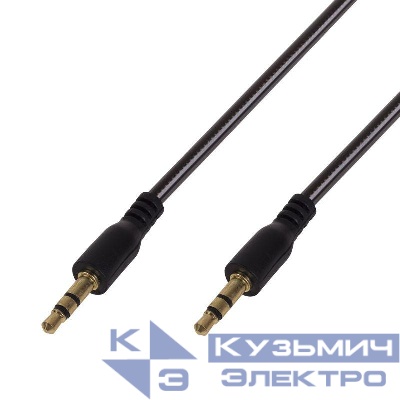 Кабель аудио AUX 3.5мм гелевый 1м черн. Rexant 18-4080