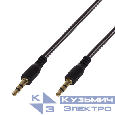 Кабель аудио AUX 3.5мм гелевый 1м черн. Rexant 18-4080