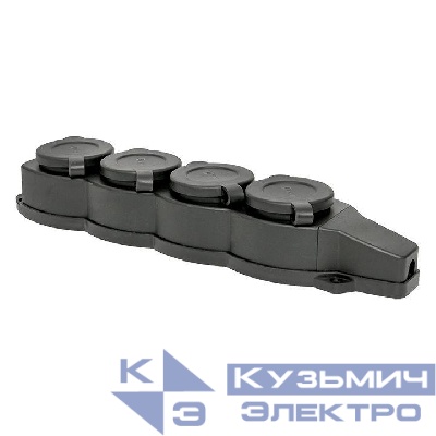 Колодка 4-м 16А IP44 2P+PE 230В с защ. крышками каучук Basic EKF RPS-020-16-230-44