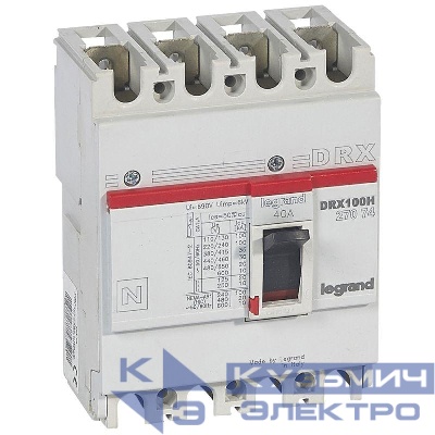 Выключатель автоматический 4п 40А 36кА DRX125 термомагнитн. расцеп. Leg 027074
