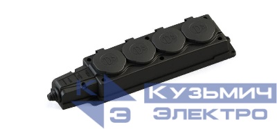 Колодка удлинителя 4-м MultiSet 16А 250В IP44 с заземл. каучук черн. SE MST4104BK
