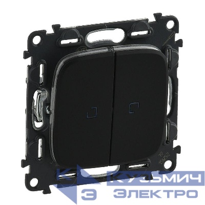 Переключатель 2-кл. СП Valena Allure 10А IP20 250В 10AX с подсветкой с лицев. панелью механизм антрацит Leg 752919