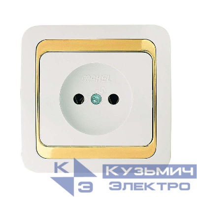 Розетка 1-м СП Mimoza 16А IP20 без заземл. бел./зол. Makel 12202