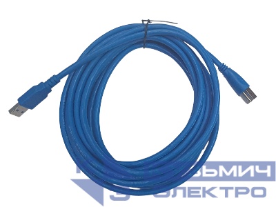Кабель шт.USB A - шт.USB B 3.0 (5м), синий, NETKO Optima