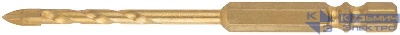 Сверло универсальное 4х90мм 4 режущие кромки шестигранный U-хвостовик под биту покрытие титан. FIT 35163