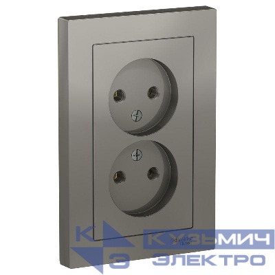 Розетка 2-м СП AtlasDesign 16А IP20 без заземл. в сборе сталь SE ATN000920