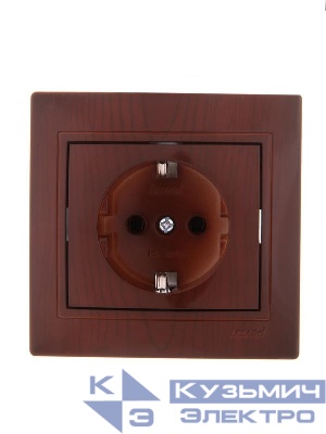 Розетка 1-м СП Mira 16А IP20 с заземл. керамика вишня LEZARD 701-0601-122