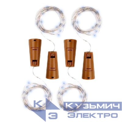 Гирлянда DC-G04-20WS4 пробки 20LED 3x(LR44/LR1154/AG13/G13) (в компл.) (уп.4шт) бел. ФАZА 5047952