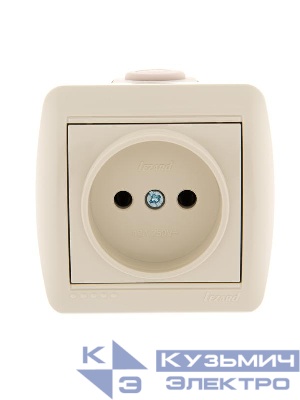 Розетка 1-м ОП Nata 16А IP20 без заземл. керамика крем. LEZARD 710-0300-121