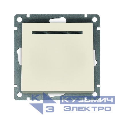 Выключатель 1-кл. СП Афина 10А IP20 с подсветкой механизм сл. кость (ivory) Universal A0121-I