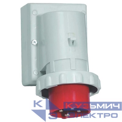 Вилка настенная 16А 4п 3P+PE 6ч 400В IP67 Bals 2477