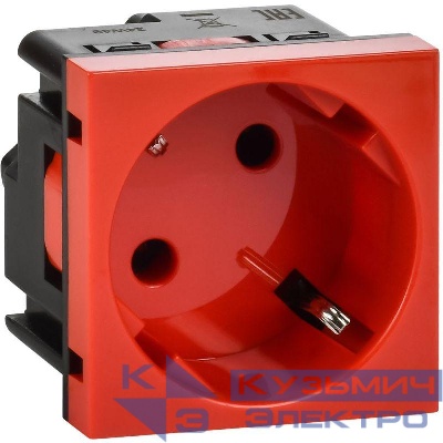 Розетка 2мод. 16А 250В 45град. с заземл. без защ. шторок винт. зажимы красн. ИЭК Leg 4525051
