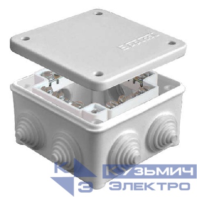 Коробка распределительная ОП 85х85х45мм IP54 с клемм. 7 выходов 3 гермоввода 16А 24 контакта крышка на винтах сер. Epplast 130124