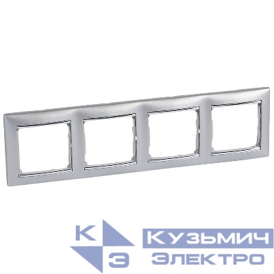 Рамка 4-м Valena горизонт. алюм./серебр. IEK 770354