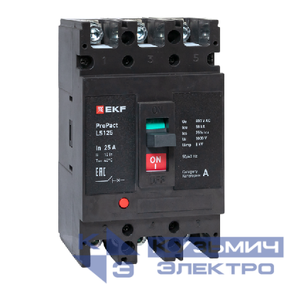 Выключатель автоматический 3п 25А 18кА LS125 ProPact EKF mccb-125-18-3-25-ls