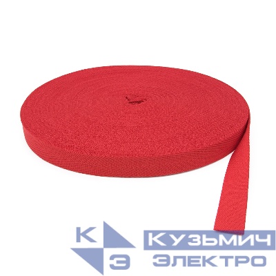 Монтажная лента текстильная 50 м цвет: красный