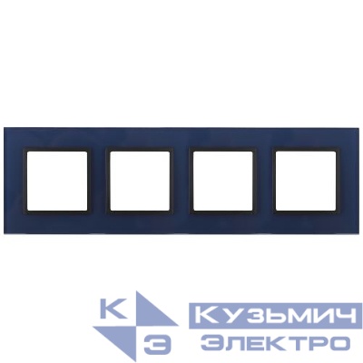 Рамка 4-м 14-5104-29 стекло Elegance синий+антрацит ЭРА Б0034537