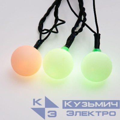 Гирлянда светодиодная "Шарики" 5м d25мм 25LED RGB 6Вт 220-240В IP20 провод ПВХ темн. зел. Neon-Night 303-559
