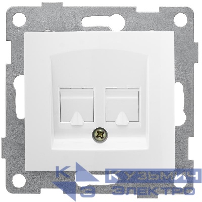 Розетка телефонная 2-м СП Bravo RJ12 механизм бел. GUSI С10Т2-001