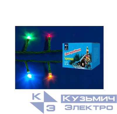 Гирлянда UDL-S0500-050/DGA MULTI IP20 MINI с контроллером 5м 50 миниламп накаливания свет разноцветный провод зел. Uniel UL-00002389