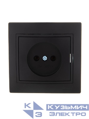 Розетка 1-м СП Mira 16А IP20 без заземл. со вставкой керамика черн. бархат LEZARD 701-4242-121