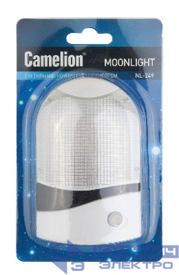 Светильник светодиодный NL-249 220В ночник с фотосенсором бел. Camelion 14356