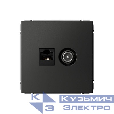 Розетка компьютерная + телевизионная 2-м СП ArtGallery RJ45 кат.5E + TV механизм базальт SE GAL001489