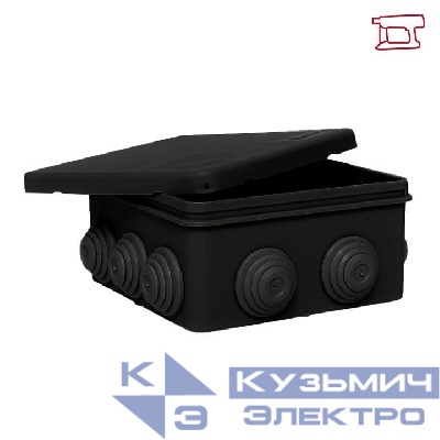 Коробка распределительная КМР-030-014 100х100х50 IP55 с крышкой 10 мембранных вводов черн. розн. стикер EKF plc-kmr-030-014-b