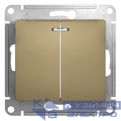 Выключатель 2-кл. СП Glossa 10А IP20 (сх. 5а) 10AX с подсветкой механизм титан SE GSL000453