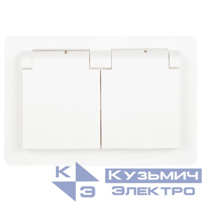 Розетка 2-м СП Style 7-210-01 16А IP44 250В 2х2P+E Schuko защ. шторки с крышкой бел. Intro Б0062873