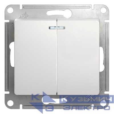 Выключатель 2-кл. СП Glossa 10А IP20 (сх. 5а) 10AX с подсветкой механизм бел. SE GSL000153