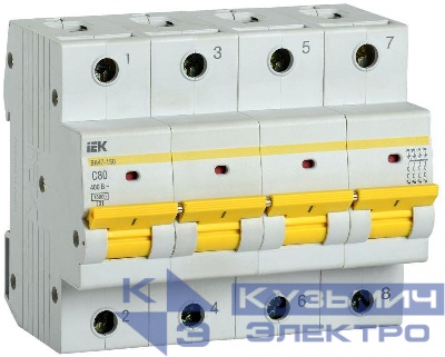 Выключатель автоматический модульный 4п C 80А 15кА ВА47-150 KARAT IEK MVA50-4-080-C
