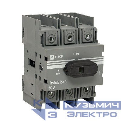 Рубильник 3п 80А с рукояткой управления для прямой установки TwinBlock PROxima EKF tb-80-3p-f