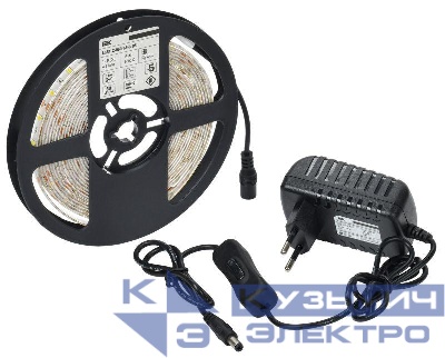 Комплект светодиодной подсветки "Сделай сам" DIY (лента LED 5м LSR-2835W60-4.8-IP65-12В + драйвер + выключатель) IEK 2LSR1-2-060-65-1-05-S1