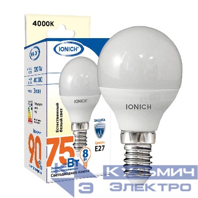 Лампа светодиодная ILED-SMD2835-P45-8-720-220-4-E14 (1317) IONICH 1548