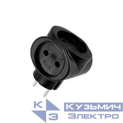 Разветвитель 3-м 6А IP20 220В биметал. черн. Rexant 11-1064-1