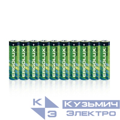 Элемент питания солевой R 03 SR10 мизинчиковая батарейка AAA 1.5В (уп.10шт) Ergolux 15119